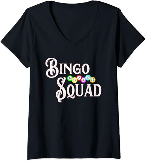 Womens Bingo Squad Funny Bingo Lover T V Neck T Shirt