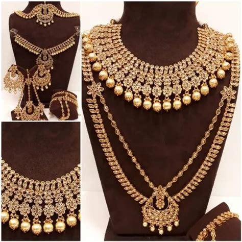 Golden Mumbai Traditional Bridal Polki Necklace Set Rs 7000 Set Id 22387127488