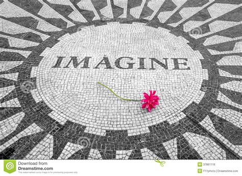 Imagine Sign In New York Central Park John Lennon Memorial Stock Photo