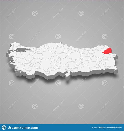Kars Region Location Within Turkey 3d Map Stock Vector Illustration