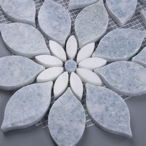Floral 5 X 5 Marble Mosaic Tile In 2021 Marble Mosaic Tiles Marble