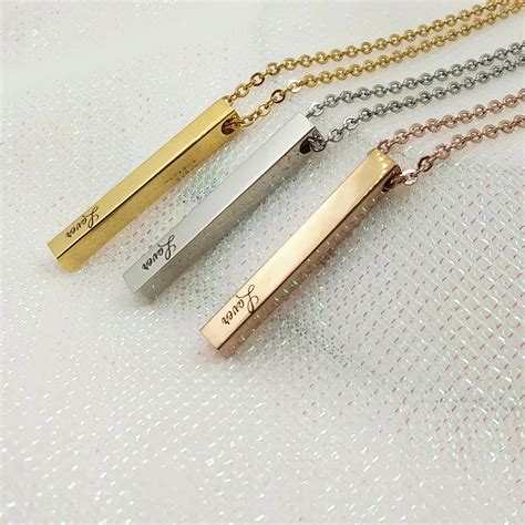 new personalized 5 40mm bar pendant necklace 3 colors stainless steel custom name necklace can