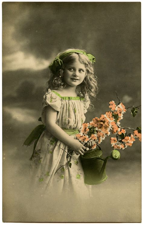 Vintage Photo Flower Girl Graphicsfairy3 The Graphics Fairy