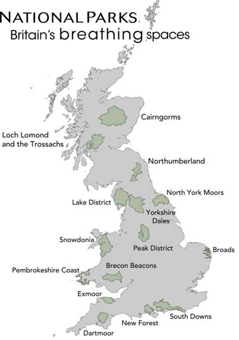 Locations Of Britains 15 National Parks National Parks Tourism Map