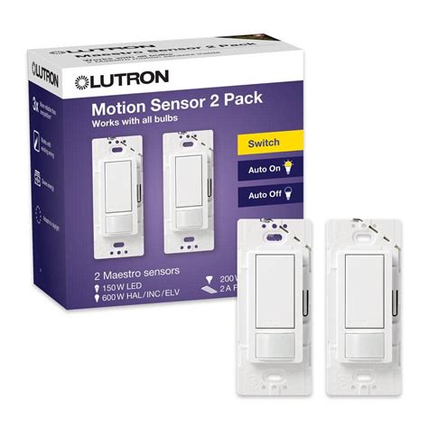 Lutron Maestro 2 Amp Single Pole Motion Sensor Switch White 2 Pack