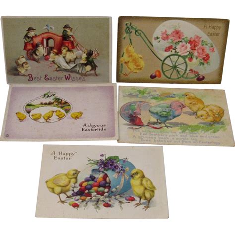 5 Vintage Embossed Easter Postcards With Chicks From Ssmooreantiques On