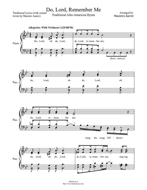 Do Lord Remember Me Sheet Music For Piano Solo