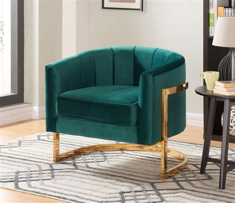 Modern handmade large chesterfield bottle green velvet snuggle chair, love seat. Ryer Velvet Accent Chair, Green - $440 | Velvet accent ...
