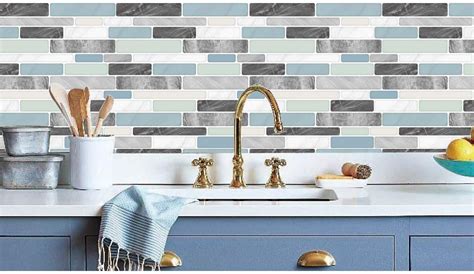 The kitchen backsplash project could be easily done using tic tac tiles. Self-Adhesive Kitchen Backsplash, Marble Look Decorative ...