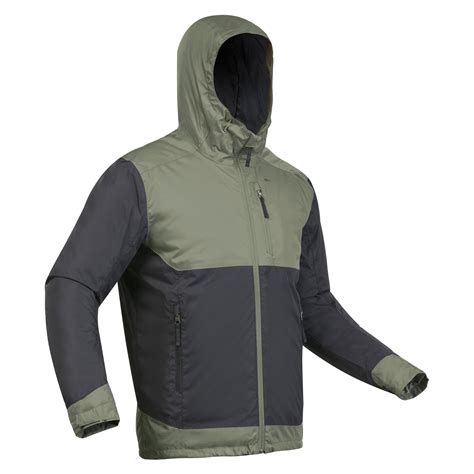 Mens Waterproof Winter Hiking Jacket Sh100 X Warm 10°c Khaki