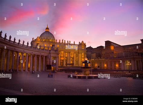 St Peter S Basilica In St Peter S Square Vatican Rome Glows Against The
