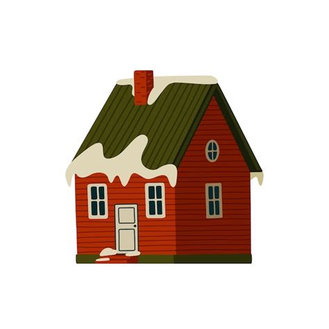 Premium Vector Red House In Snowy Mountains