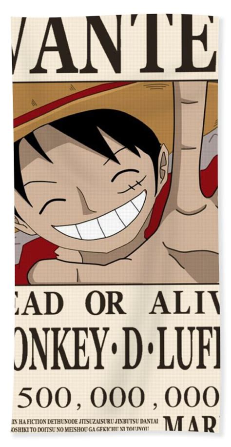 Bounty Luffy Wanted One Piece Bath Towel For Sale By Aditya Sena