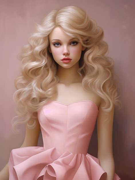 Premium Ai Image A Beautiful Stylish Blonde Doll Wearing A Pink Dress