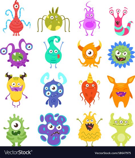 Set Of Colorful Funny Bacteria Royalty Free Vector Image