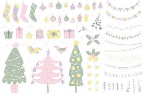 Cute Pastel Christmas Vector Illustration Colleciton On Behance