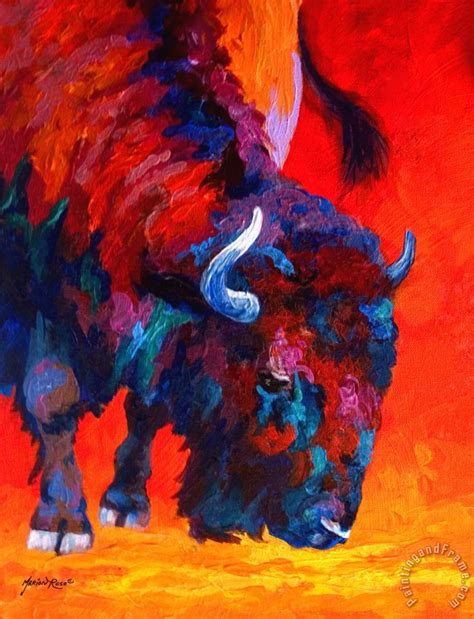 Marion Rose Grazing Bison Painting Grazing Bison Print For Sale
