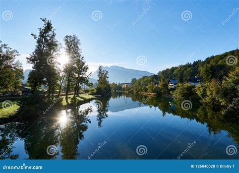 Top View On Traun River And Hallstattersee Lake Hallstatt