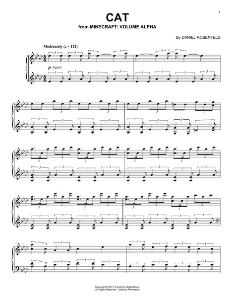 Cat From Minecraft Sheet Music C Piano Solo