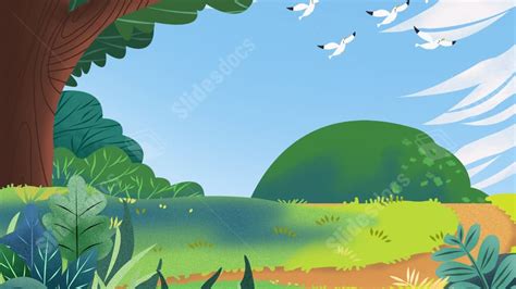 Outdoor Landscape Grass Creativity Cartoon Pattern Simple Powerpoint