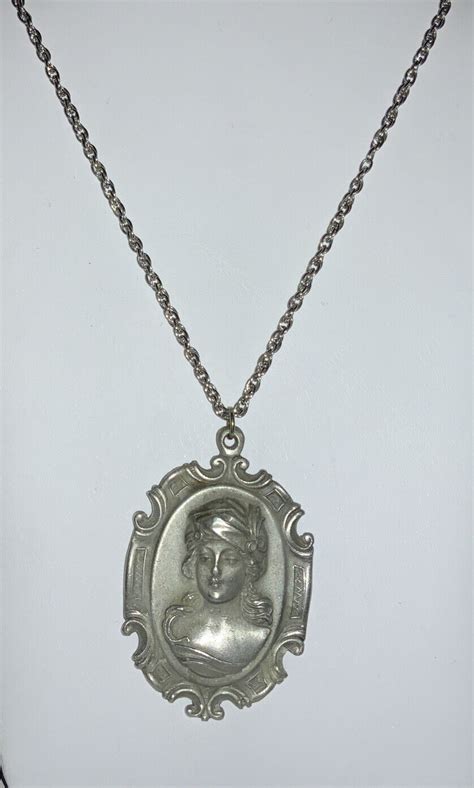 Goldn Things Pewter Gypsy Girl Pendant And Chain Necklace Signed Ebay