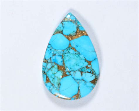 Sky Copper Turquoise Approx 32x21 Mm Pear Shape Cabochon Etsy India