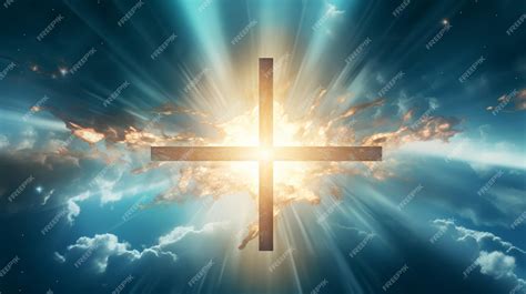 Premium Ai Image Christian Cross Appears Bright In The Sky Background