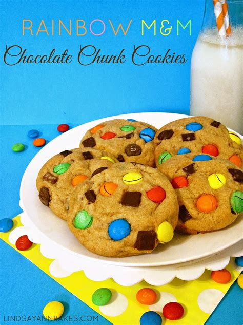 Rainbow Mandm Chocolate Chunk Cookies The Lindsay Ann