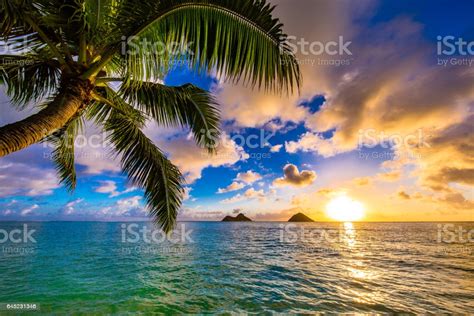 Beautiful Sunrise At Lanikai Beach In Kailua Hawaii Stock