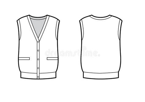 Knitted Classic Vest With Butoons Clasp Fashion Sketch Stock