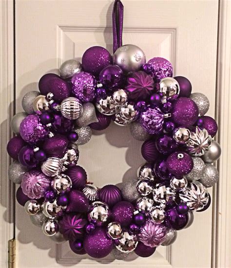 Dark Purple And Silver Ornament Wreath ⭐️ Purple Christmas Decorations