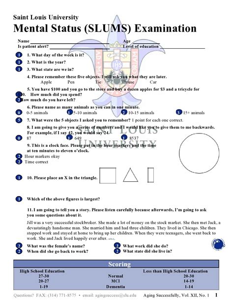 Mini Mental Exam Printable Move To Step 3 If The Clock Is Not Complete