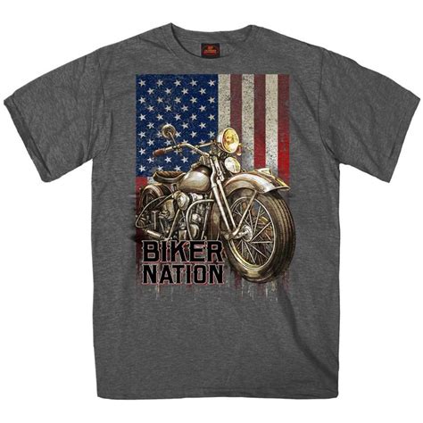 Hot Leathers Heather Charcoal Biker Nation T Shirt Dennis Kirk