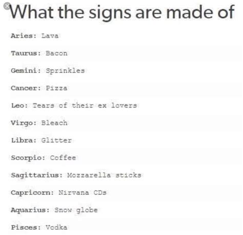 The Zodiac Signs 4 What The Signs Are Made Of Wattpad