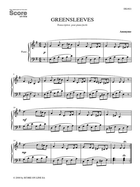 Be careful not to pay for it because it is a public domain song and it is no longer copyrighted. Greensleeves Sheet Music for Piano