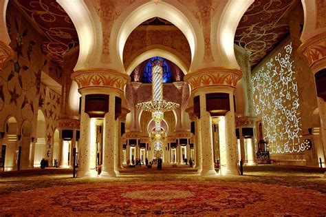 Interior Of The Great Sheikh Zayed Mosque Abu Dhabi Has Taken Art To
