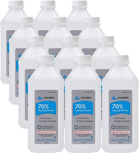 Swan 70 Isopropyl Alcohol First Aid Antiseptic 16 Fl Oz Pack Of 12