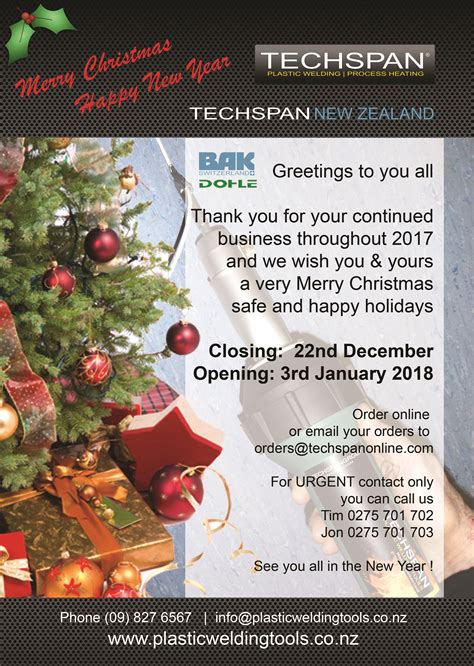 Christmas 2017 Closure Dates Announced Plastic Welding Tools Nz
