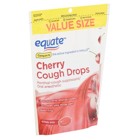 Equate Value Size Cherry Cough Drops With Menthol 160 Count Brickseek