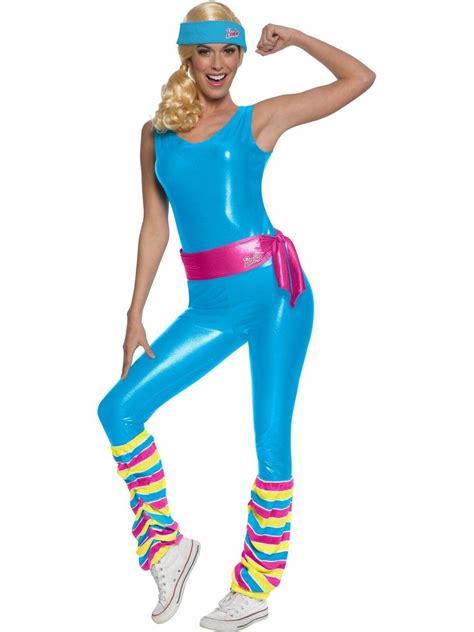 Deluxe Workout Barbie Adult Womens Costume Retro 80s Exercise Jumpsuit