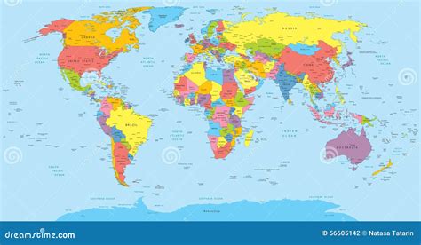 Mapa Del Mundo Con Nombres De Los Países Del País Y De La Ciudad