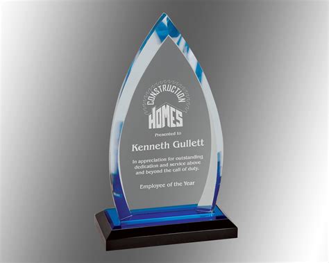 Custom Engraved Acrylic Trophy Engraved Award Plaque Blue Oval Etsy