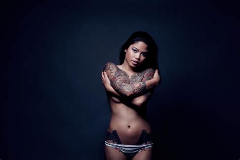 Glamour Tattoo Model Charmaine Glock Showing Off Her Ink Model