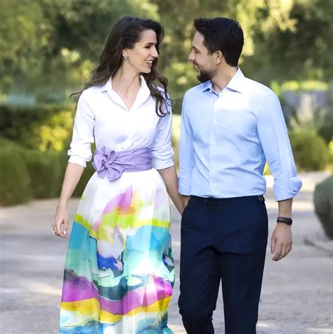 Rajwa Al Saif Paired Her White Shirt With A Multicolored Skirt In Her Newest Portrait With