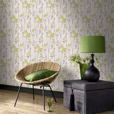 Superfresco Easy Element Green Vinyl Textured Floral Wallpaper In The