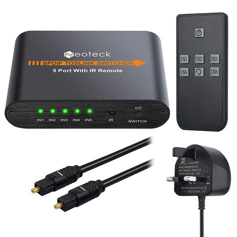 Toslink Switcher 5 Ports 5×1 Toslink Digital Optical Audio Switcher