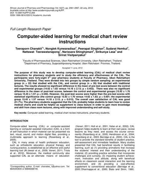 Computer assisted education computer assisted education enables learners to learn from a combination of technology and course content. (PDF) Computer-aided learning for medical chart review ...