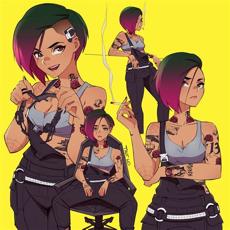Talt Lo Judy Alvarez Cyberpunk Series Cyberpunk 2077 1girl Arm Tattoo Breasts Brown