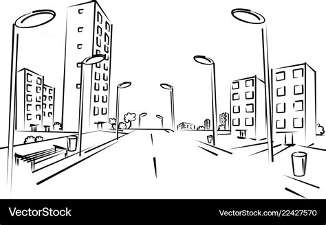 Sketch Of City Street Royalty Free Vector Image
