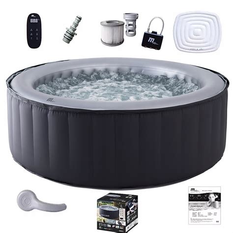 MSpa Silver Edition Portable Inflatable Quick Heating Round Hot Tub Spa